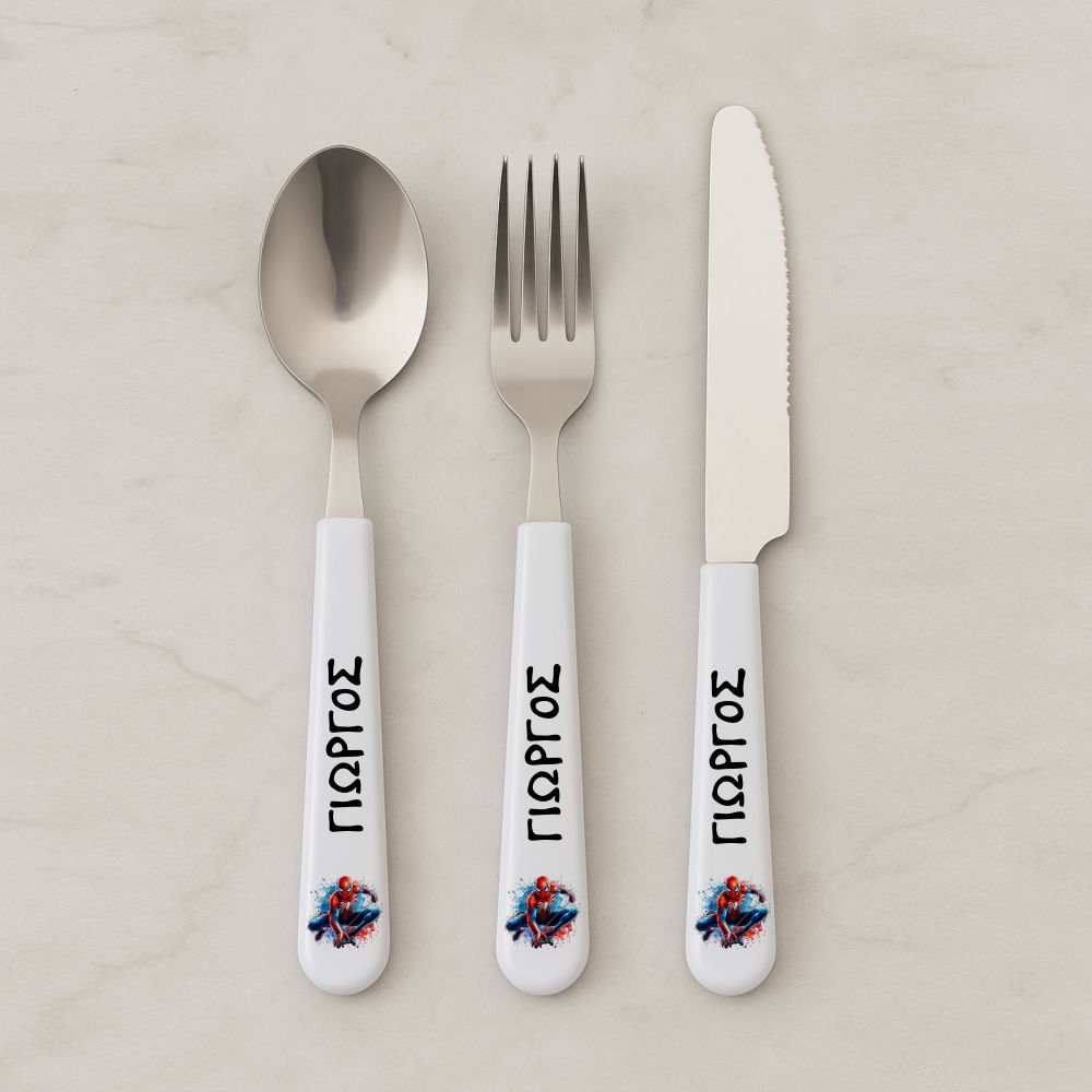 CUTLERY-356880-2 Σετ Μαχαιροπήρουνα με Όνομα - Spider man - Image 1