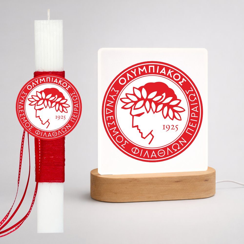 Set of Easter Candle and Led Light Base Ολυμπιακός