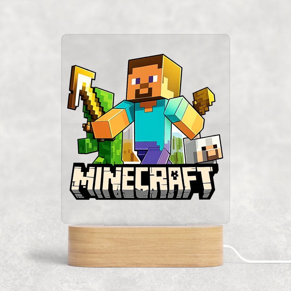 Φωτιστικό Με Ξύλινη Βάση Minecraft