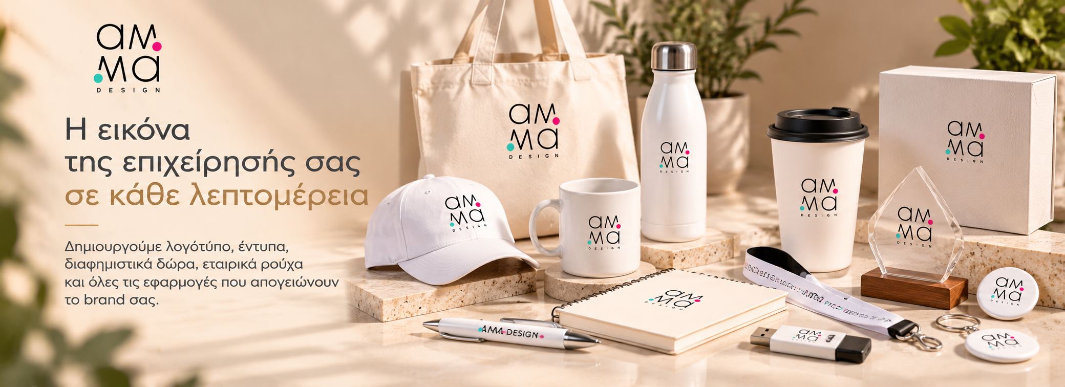 AMMA Design - δημιουργία λογότυπου, έντυπα, διαφημιστικά δώρα